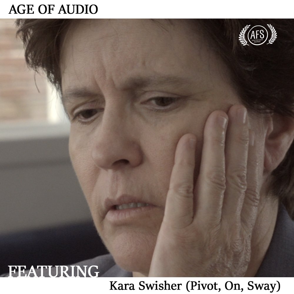 aoamovie's tweet photo. FEATURED: Still pretty unbelievable that @karaswisher agreed to be in our doc. Kara is a legend in the tech reporting space and a prolific podcaster. She is a total bad*ss! #ageofaudio #podcasting #karaswisher #piviot #allthingsd https://t.co/Osq1fFRLpe