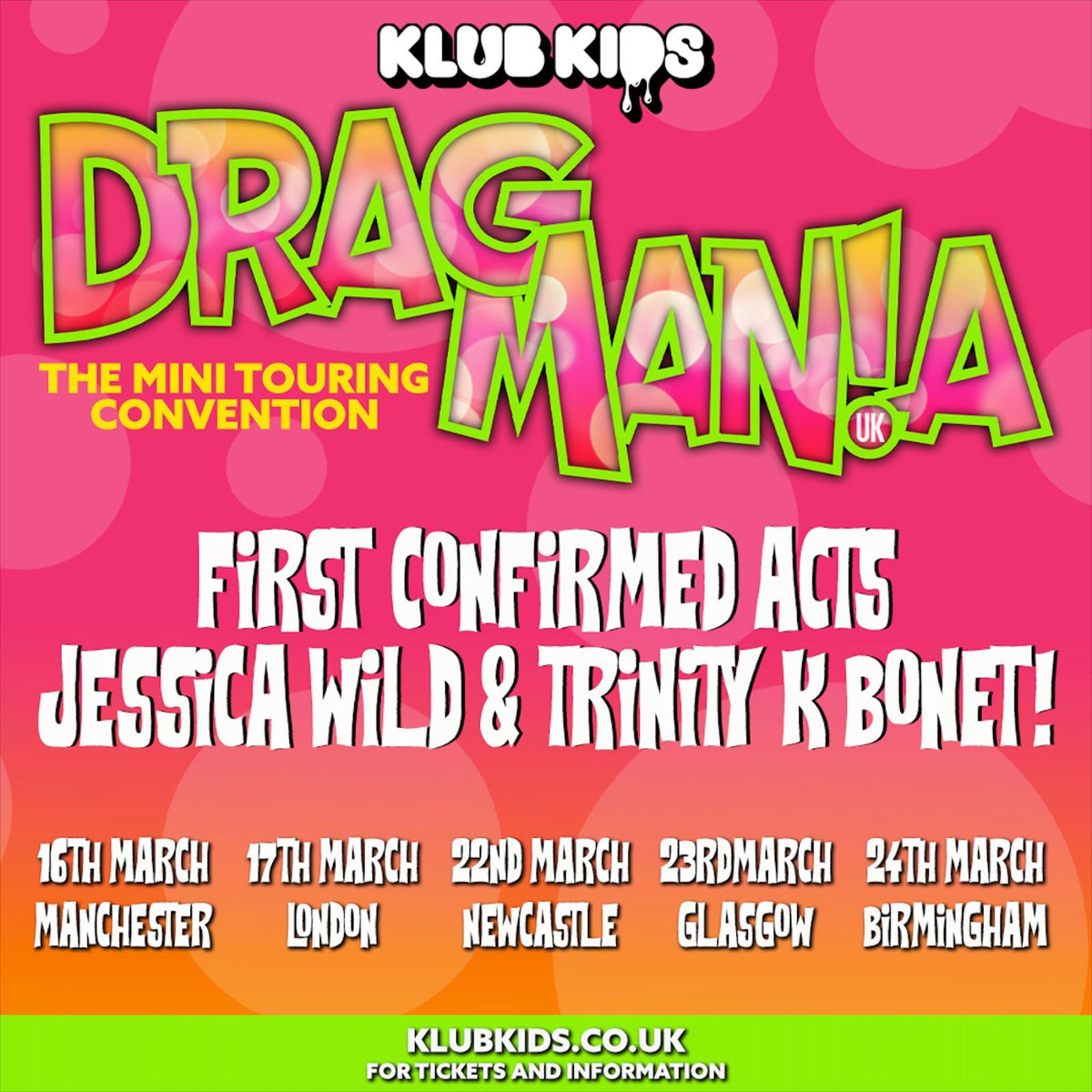 DRAG MANIA is replacing Winter Drag Fest 2024. We the new dates are no longer in Winter.
- @klubkids_uk 

Tickets are now on sale : dragfestivals.com