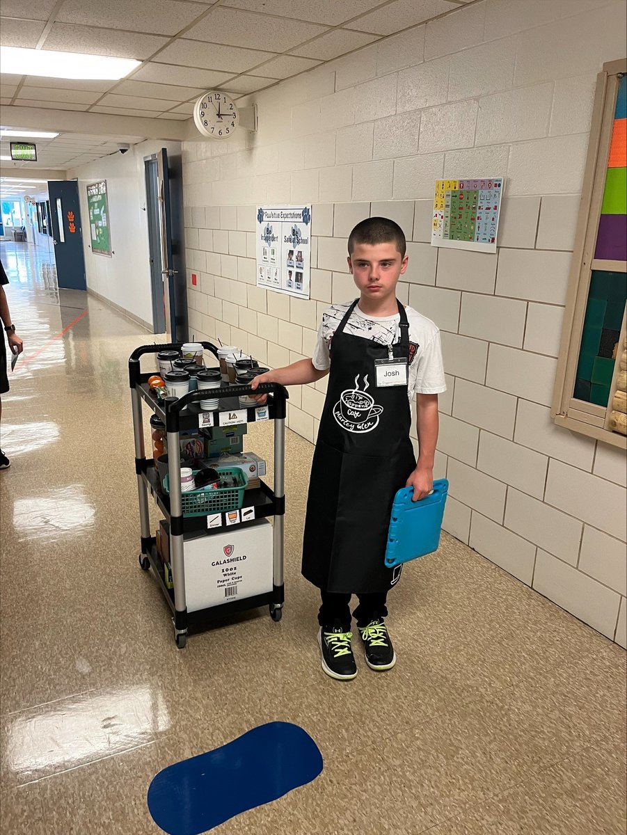 MarleyGlenAACPS's tweet photo. The Marley Glen Cart is officially open. Our students are busy caffeinating the staff while working on communication and vocational skills! #aacpsawesome https://t.co/ZCjoPZwgQh