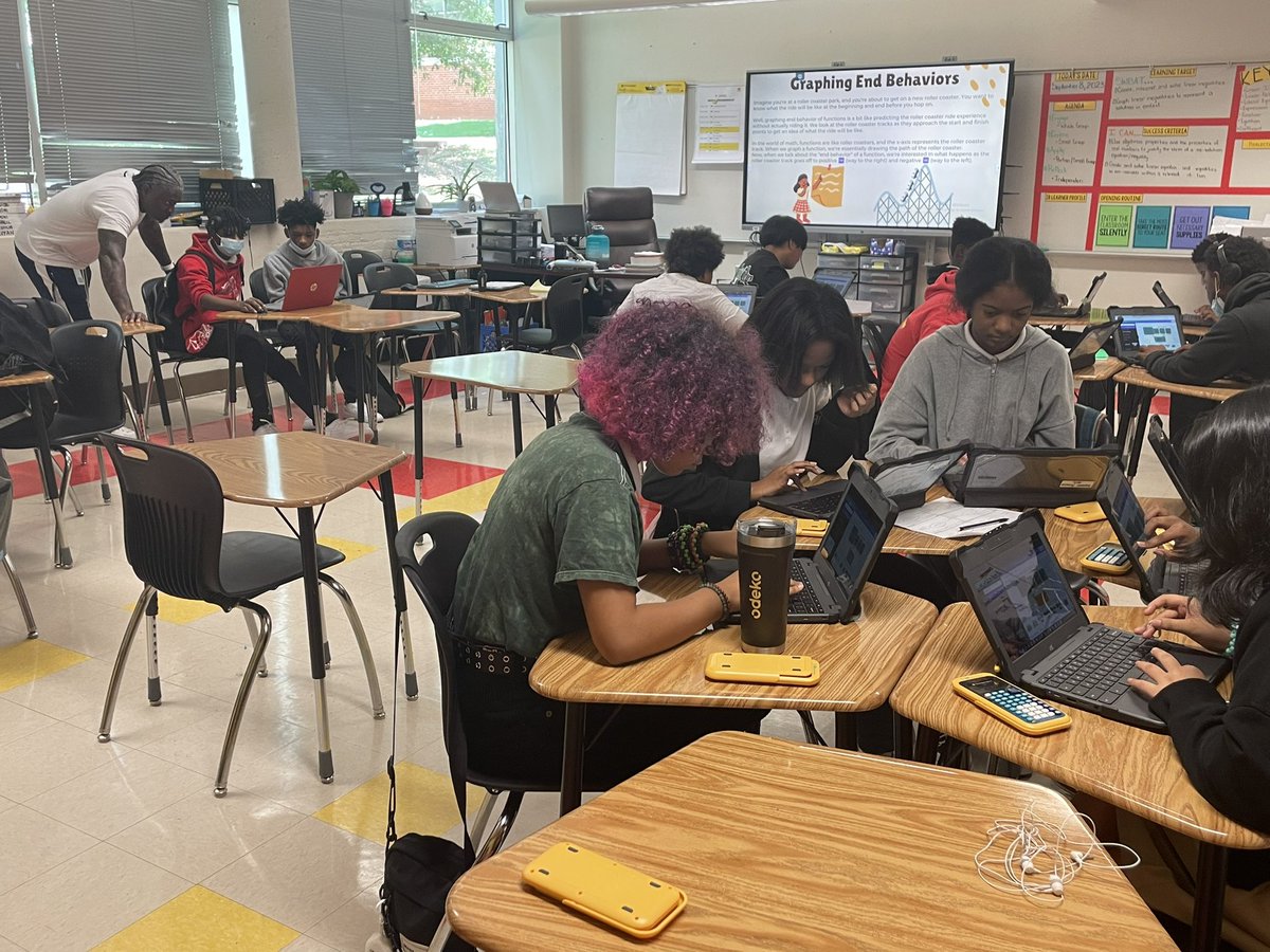 JennieJWPark's tweet photo. Happy FriYAY! Check out our #TOYT Mr. Knight’s math class as students collaborate on @canva for a project graphing end behaviors of functions. 📈📉 https://t.co/0G1PXyhTiJ