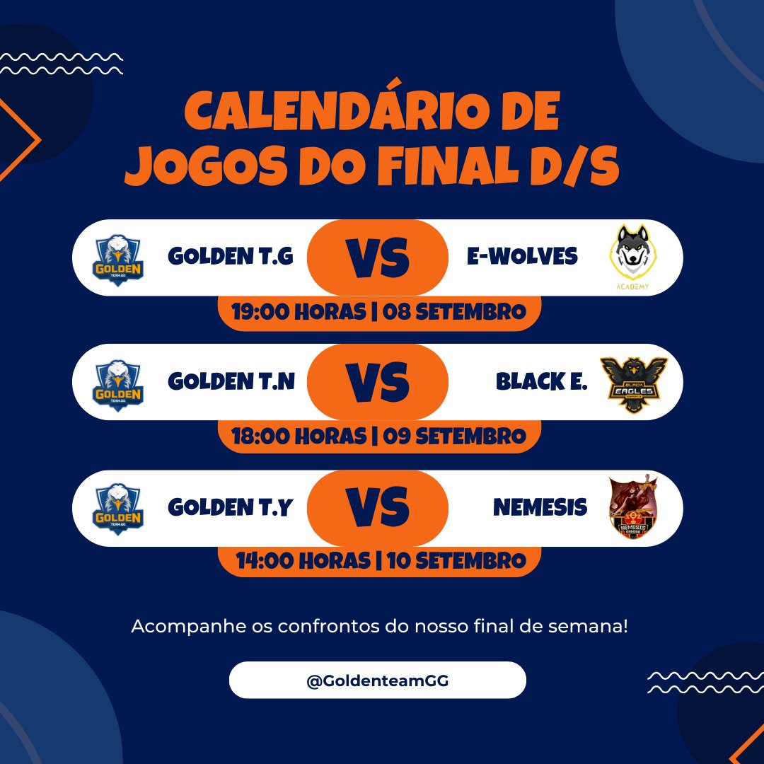 Nesse final de semana tem <a href="/GoldenteamGG/">GOLDENTEAM.GG</a>! 🔥

Todos os jogos serão transmitidos por <a href="/BrasilPrimeCup/">Brasil Prime Cup</a> em: twitch.tv/brasilprimecup…

Convocamos todos os torcedores para apoiar nossas 3 Line-UPs que estarão presente nesse final de semana.