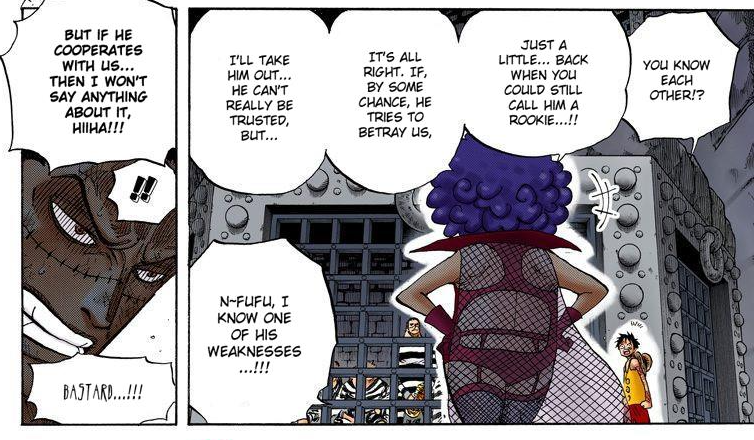 3SkullJoe's tweet photo. 540: We learn that Ivankov knows Crocodile from the old days, and that Ivankov knows a personal secret about him.

165: Crocodile reveals his true identity to Baroque Works, and Mr 2 aka Bon Clay has the most shocked reaction.

The coincidences are getting hard to ignore 👀🤨 https://t.co/b5OBHdK3fd