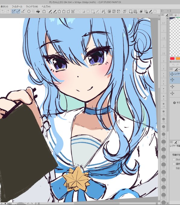 どうしても
みこちの話が脳裏に焼き付いて離れないので

海苔を炙ろうとしているすいちゃんを描いています https://t.co/KNl4pK0qP4 