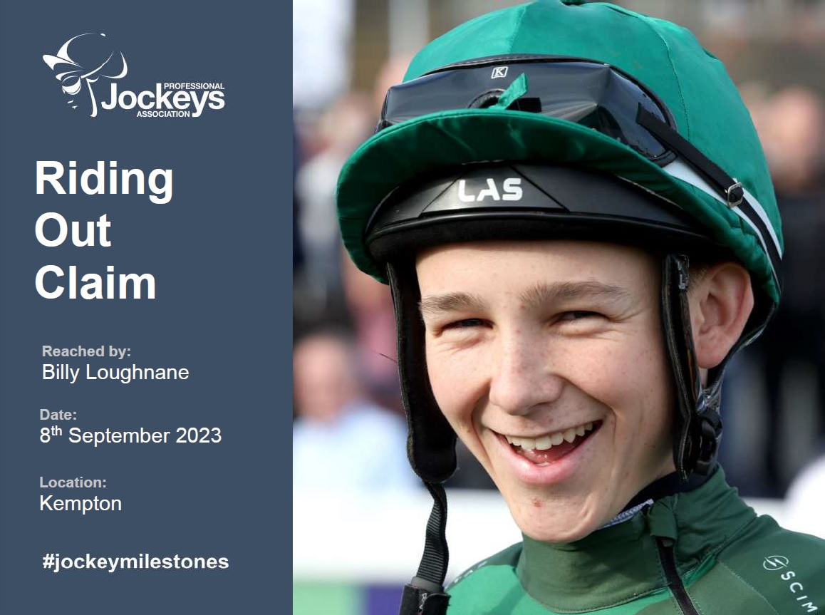 🏅 Congratulations to @loughnane_billy who has ridden out his claim this evening, with victory aboard Lambert for @georgeboughey at @kemptonparkrace Well done Billy, an amazing achievement! #jockeymilestones