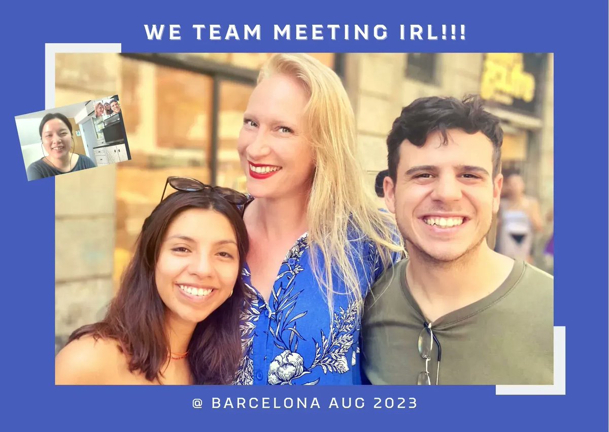 westoriesart's tweet image. FINALLY!!!
The We team in Europe met IN REAL LIFE  for the 1st time after working together for the past 1 year! 

Such a wholesome moment 🥹 

⤵️ Deva @nftdeva joining Kelly @byllanos &amp;amp; Pol @cuscovives in Barcelona to make a call to @ponny_lam in Hong Kong 😘