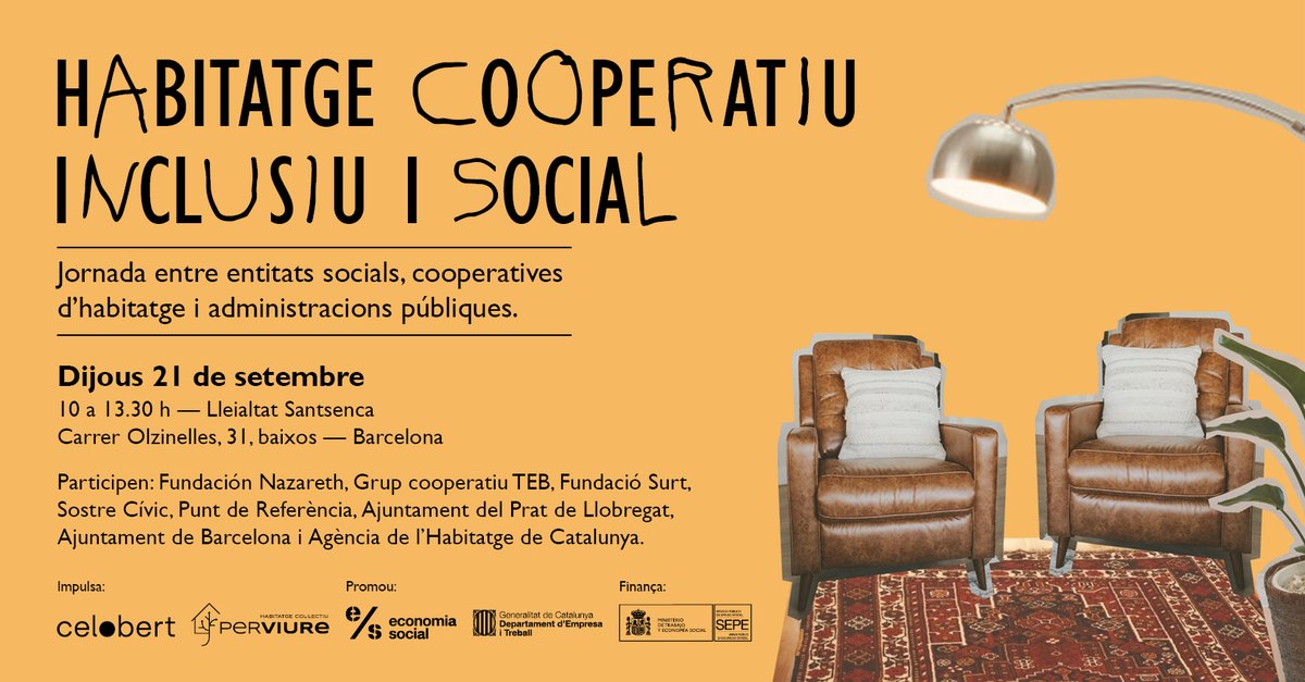 Us convidem a la pròxima jornada del projecte #OnViureTotes, trobada entre entitats socials, cooperatives d’habitatge i administracions per parlar sobre #habitatge cooperatiu, inclusiu i social.

🗓️Dijous 21/09 de 10 a 13h
📍<a href="/Lleialtat/">Lleialtat Santsenca</a> 
👉Més informació: perviure.org/jornada-habita…