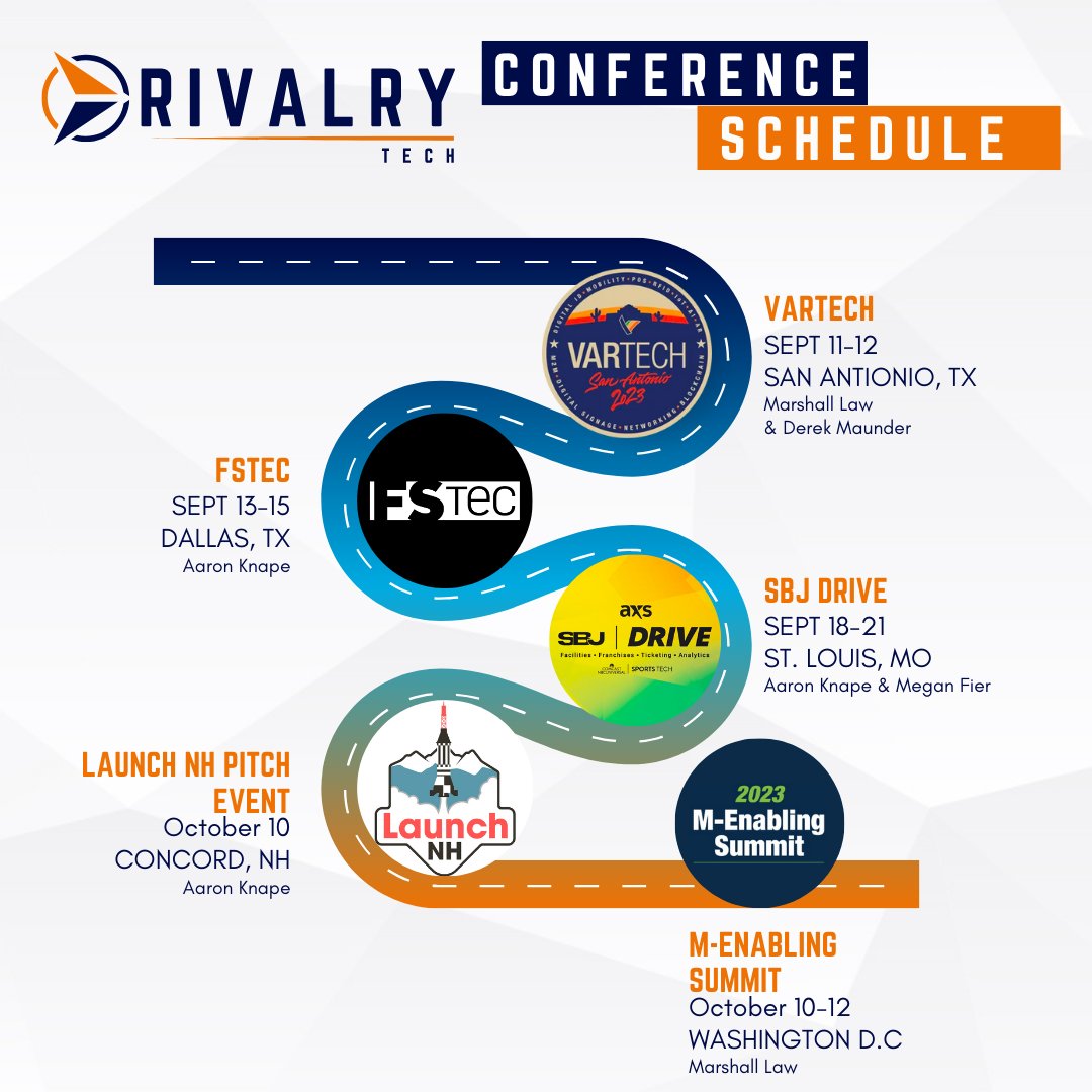 Conference season is upon us!  Who's joining us?

1. VARTECH
2. FSTEC 
3. SBJ DRIVE
4. Launch NH Pitch Event
5. M-Enabling Summit
 #kiosks #conferences #innovation #customerservice #hospitality #restaurants #hotels #healthcare #sports #sportstech #techteam <a href="/SBJ/">Sports Business Journal</a> <a href="/mEnablingSummit/">M-Enabling Summit</a>