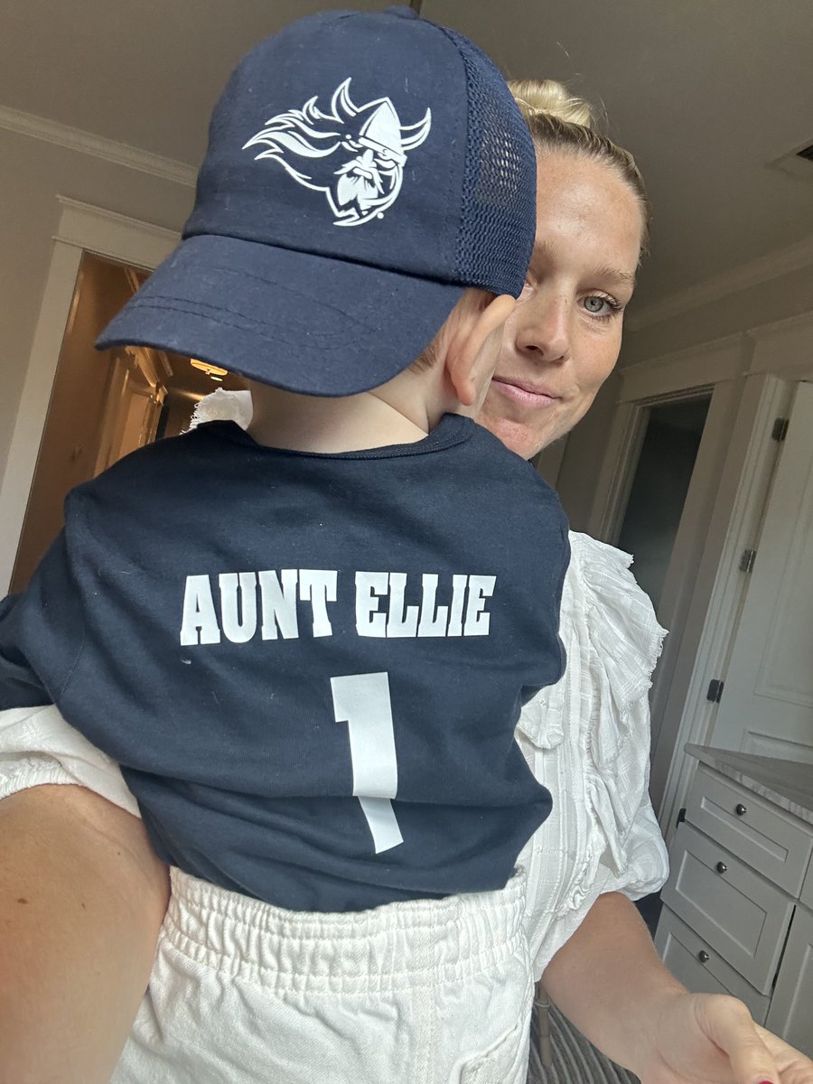 bulldoghoosier's tweet photo. Walker is ready to cheer on Aunt @EllieWalker21 and those Augustana Vikings on Day 2!!!! Let’s go!!!!!! 💙💙🏐💙💙 https://t.co/E5OBl5PbLD