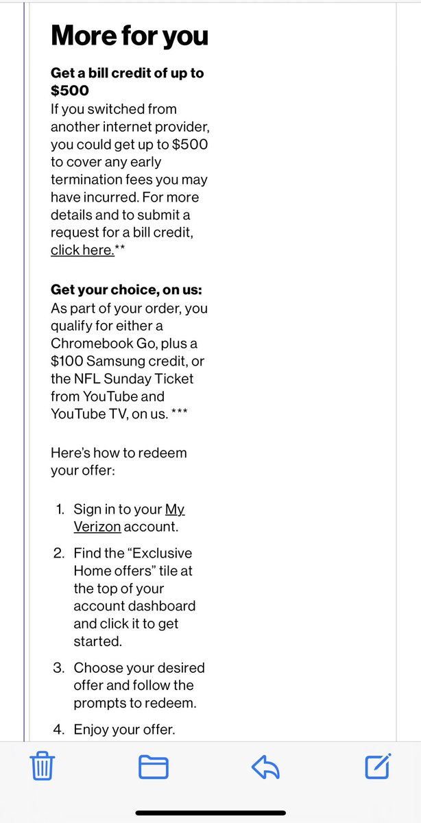 mikkirowe's tweet photo. @Verizon @NFL @YouTube I have been a cellular customer since 1996. Decided to switch to 5G internet coverage as it is now available in our neighborhood.  Offered free NFL Sunday Ticket. I received email below to redeem but link doesn’t work. 5 calls over 6 days. No one knows how to fix https://t.co/29wpyQzAim