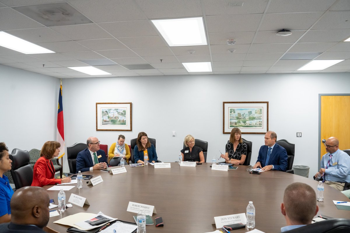 RepKManning's tweet photo. Today, I hosted a workforce development roundtable at @_gtcc 's Center for Advanced Manufacturing. It was wonderful to hear from @Toyota , @Wolfspeed , @GCSchoolsNC , and @_gtcc about their innovative workforce training &amp; apprenticeship programs. https://t.co/7FrsSLwulR