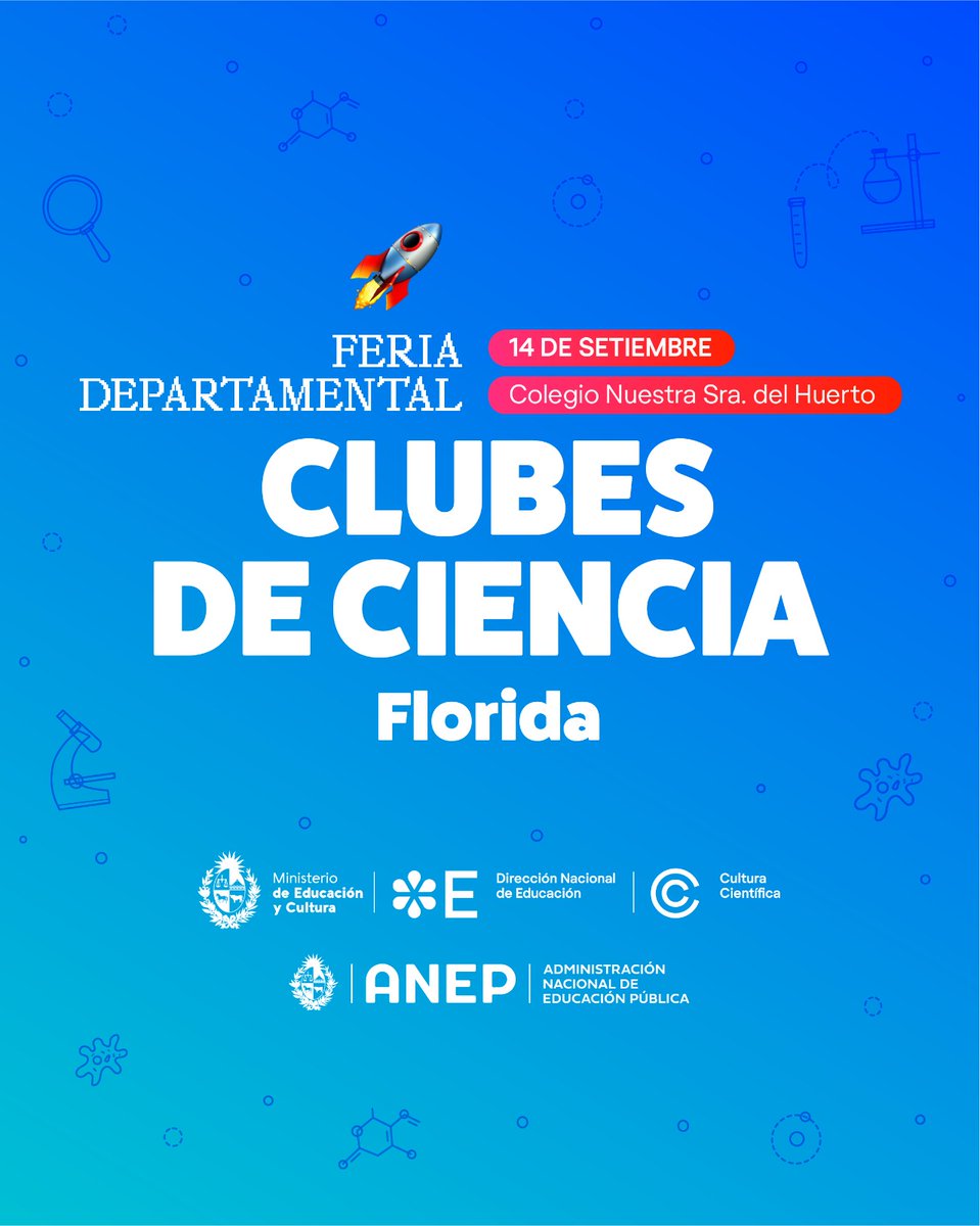 matiashd08's tweet photo. Cultura Científica Florida invita a una nueva edición de la feria departamental de clubes de ciencia. Allí podrán conocer trabajos de investigación de niños, niñas, adolescentes y jóvenes del departamento. 
@ccientificauy 
@tvflorida 
@exitorama 
@canaltevemas 
@HeraldoFlorida https://t.co/ZQAw8k6zv1