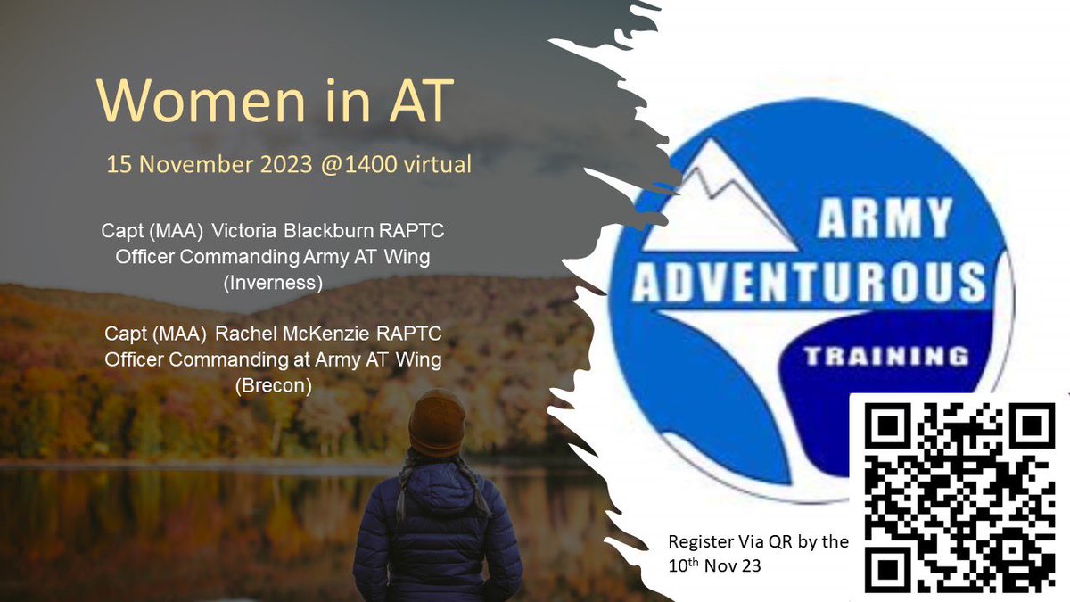 We asked and you answered! From our questionnaire you asked us to do a webinar about Arduous courses and adventure training. The ASN are pleased to announce the next webinar on the 15th November 23 @1400 it will be about all things AT with key speakers, sign up now!