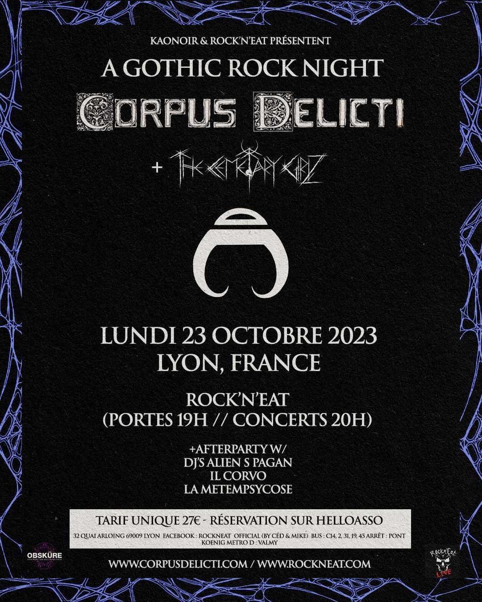 Soon Lyon @corpusdelictimusic @thecemetarygirlz for a legendary Gothic Rock Night 🦇🖤🤘🏻 #thecemetarygirlz #gothic #corpusdelicti #gothicrock #postpunk #darkwave #goth80s #tradgoth #deathrock #gothgoth #gothbatcave