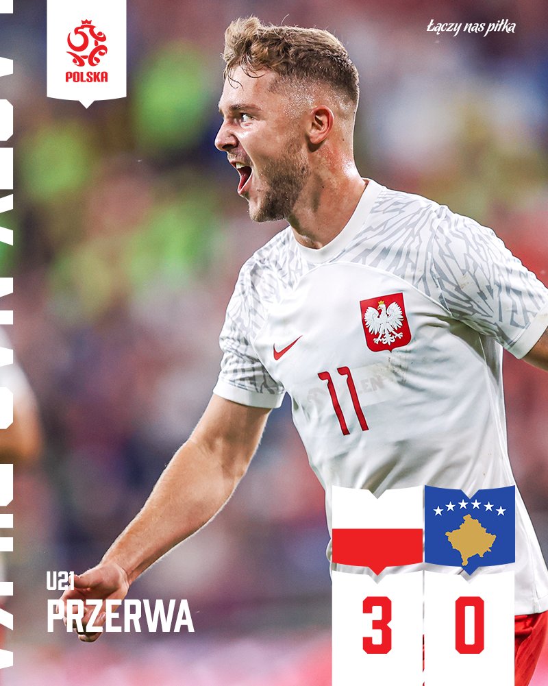 LaczyNasPilka's tweet photo. Pierwsza - bardzo udana - połowa za nami. Po dwóch golach Michała Rakoczego i bramce Ariela Mosóra prowadzimy z Kosowem 3:0! ✅
______
45' #POLKOS 🇵🇱🇽🇰 3-0 #U21 https://t.co/7XA6QXFU1a