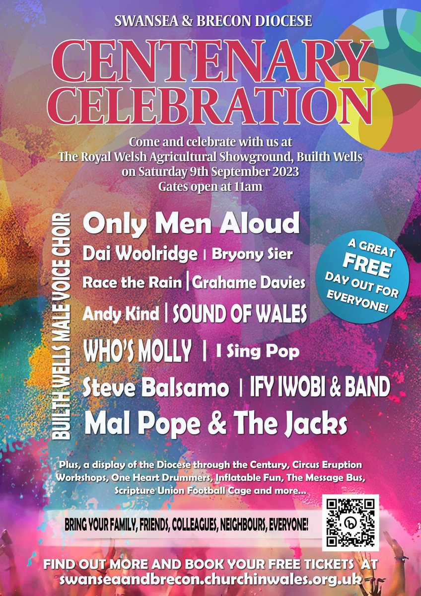 Children, Youth & Families Outreach (@cyfgreatbrecon) on Twitter photo Saturday 9th September - Centenary Celebration. Have you booked your free tickets on Eventbrite?
We have a great line up for you: <a href="/onlymenaloud/">Only Men Aloud</a> <a href="/malpope/">Mal Pope</a> <a href="/daiwoolridge/">Dai Woolridge (Poet)</a> <a href="/BryonySierMusic/">Bryony Sier</a> <a href="/Soundofwales/">SOW</a> <a href="/whosmolly/">Whoโs Molly?</a> <a href="/iSingPOP/">iSingPOP</a> <a href="/stevebalsamo/">Steve Balsamo</a> <a href="/IfyIwobiMusic/">Ify Iwobi</a> @CircusEruption #SaturdayVibes Saturday 9th September - Centenary Celebration. Have you booked your free tickets on Eventbrite?
We have a great line up for you: <a href="/onlymenaloud/">Only Men Aloud</a> <a href="/malpope/">Mal Pope</a> <a href="/daiwoolridge/">Dai Woolridge (Poet)</a> <a href="/BryonySierMusic/">Bryony Sier</a> <a href="/Soundofwales/">SOW</a> <a href="/whosmolly/">Whoโs Molly?</a> <a href="/iSingPOP/">iSingPOP</a> <a href="/stevebalsamo/">Steve Balsamo</a> <a href="/IfyIwobiMusic/">Ify Iwobi</a> @CircusEruption #SaturdayVibes