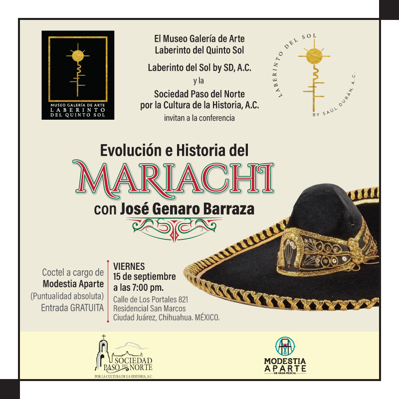 Celebremos con un evento donde habrá arte, cultura y gastronomía 🇲🇽 𝙼𝚊𝚛𝚒𝚊𝚌𝚑𝚒 + #𝚄𝚗𝙶𝚛𝚊𝚗𝙼𝚎𝚣𝚌𝚊𝚕

Conferencia:

𝙴𝚟𝚘𝚕𝚞𝚌𝚒ó𝚗 𝚎 𝙷𝚒𝚜𝚝𝚘𝚛𝚒𝚊 𝚍𝚎𝚕 𝙼𝚊𝚛𝚒𝚊𝚌𝚑𝚒
con José Genaro Barraza Barrón

Entrada gratuita, aforo limitado. No faltes.