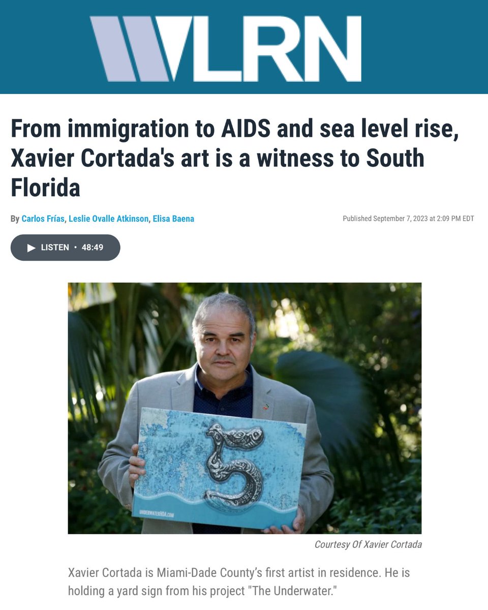 From immigration to AIDS and sea level rise, Xavier Cortada's art is a witness to South Florida | <a href="/WLRNSundial/">WLRN Sundial</a> 

Listen at wlrn.org/podcast/sundia… or by searching  "Sundial" wherever you get your podcasts.