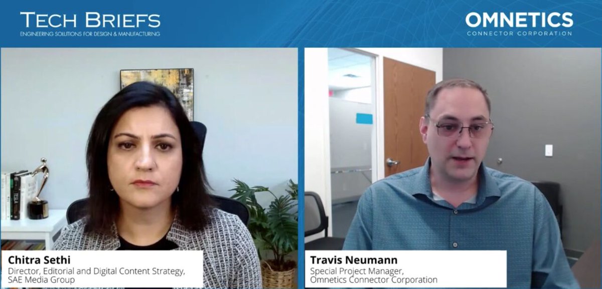 Chitra Sethi with the SAE Media Group #TechBriefsMag, along with #Omnetics special project manager, Travis Neumann, discuss how #connector designs are evolving to meet the needs of #spaceborne #electronics.

Watch and listen here  ➡  bit.ly/3lL6OFT