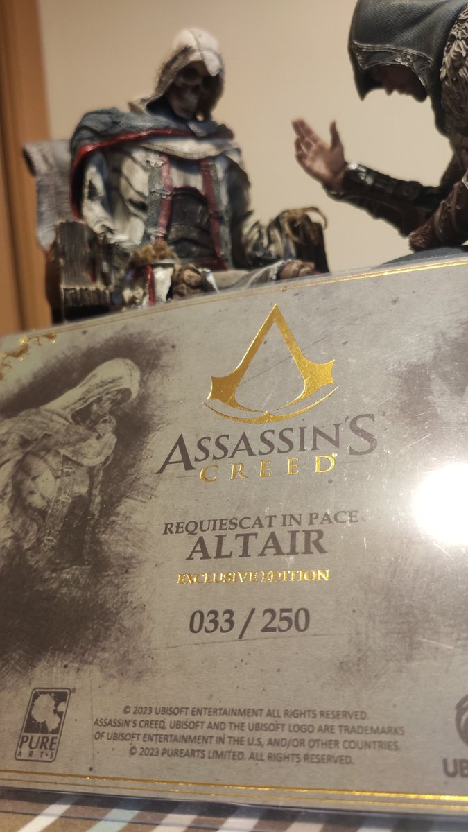juanmawl's tweet image. Luego que si estoy esquizofrénico con la Fórmula 1, con Fernando Alonso @alo_oficial y con la 33.

Me compro la edición exclusiva de R.I.P Altair y mirad la numeración😂

¿Me repetís ese numerín? 👀

0,4% de posibilidades de que saliese.

#AssassinsCreed #PureArts #RIPAltair