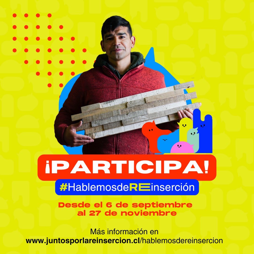💬 Súmate a #HablemosdeReinserción, proceso participativo que busca que todas las personas reflexionen sobre la (re)inserción social de personas con antecedentes penales y cómo podemos aportar en ella. ¡Disminuir la reincidencia delictual es posible con más reinserción!