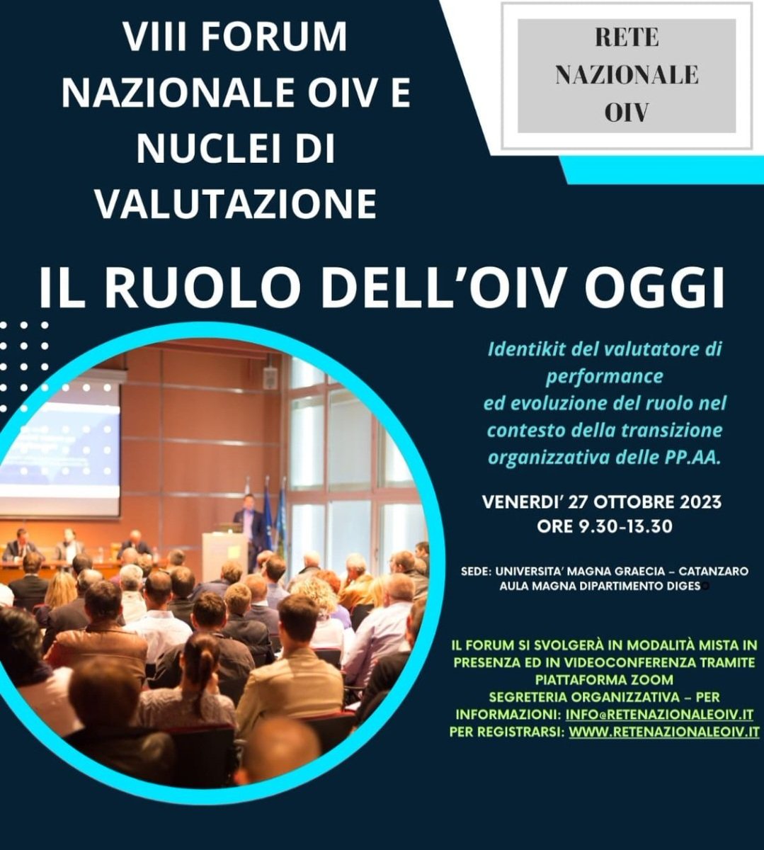 MarcoLegato's tweet photo. VIII Forum Nazionale OIV il 27/10/23
On line e in presenza presso l'Università della Magna Graecia di Catanzaro 
https://t.co/TGRSwTslHU https://t.co/hg7mhEemfT