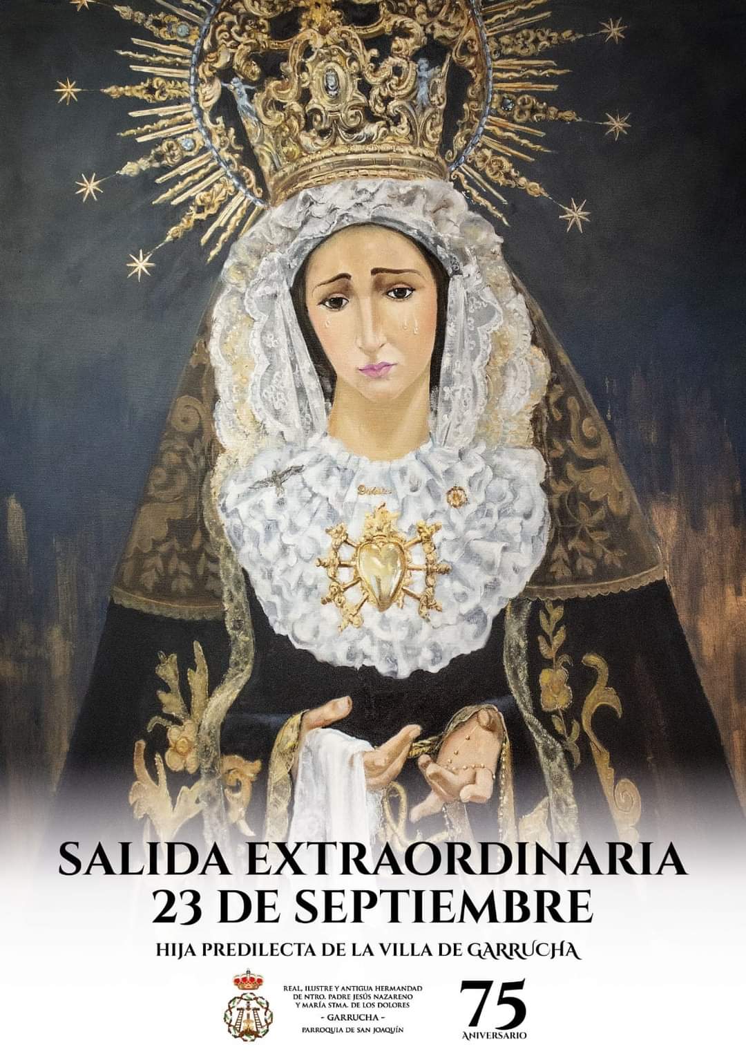 Horario e Itinerario Procesión Extraordinaria de La Virgen de los Dolores. Garrucha 23 de Septiembre del 2023
