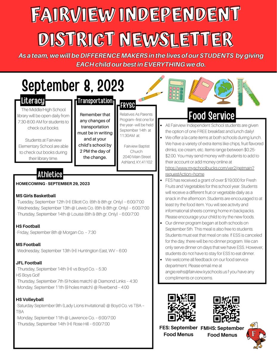 Fairview Independent Schools (@fairviewschools) on Twitter photo Fairview Family,
Please see our district newsletter attached. Also follow us on Facebook at Fairview Independent School District and on Instagram and TikTok <a href="/FairviewSchools/">Fairview Independent Schools</a>
Thank you! Fairview Family,
Please see our district newsletter attached. Also follow us on Facebook at Fairview Independent School District and on Instagram and TikTok <a href="/FairviewSchools/">Fairview Independent Schools</a>
Thank you!
