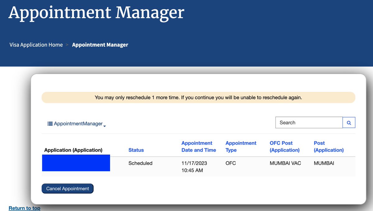OneChintan's tweet photo. In the new visa appointment scheduling portal, I am unable to see the option to "Reschedule Appointment". I submitted a ticket (CAS-2850347-X0Q4B8) on 8/8/2023 but was closed without any resolution. I still have one more reschedule attempt. Please help. Thanks! https://t.co/0zw22evw5J