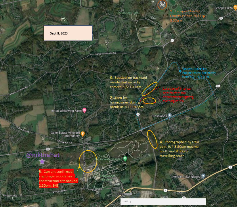 BobSageUCFSD's tweet photo. @nikthehat Here is the updated map with @nikthehat's location and the current sighting of #danelocavalcante marked. https://t.co/uY9dBXIu2O