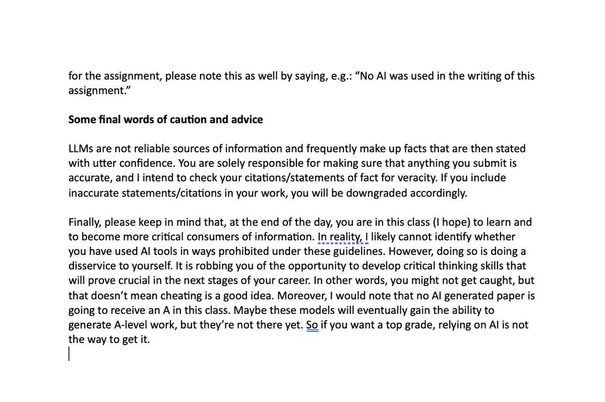 We're all grappling with how to address AI-use in the classroom. I've just drafted a new policy for my students. If you have thoughts, please share.