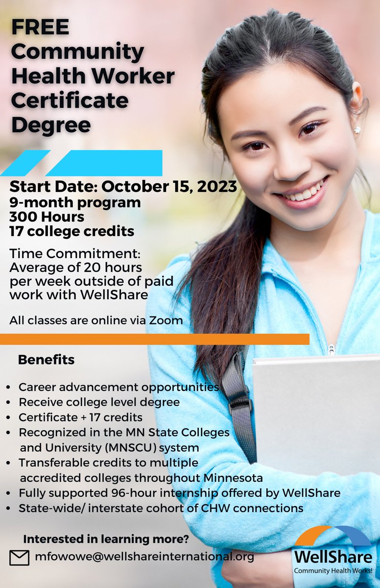 FREE Community Health Worker Certificate Degree

Join the next cohort of WellShare International-sponsored community health workers this October!