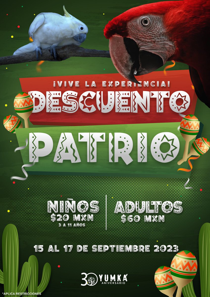 ¡Celebra con nosotros! #DescuentoPatrio 🥳🇲🇽 🎉 Del 15 al 17 de septiembre #VivaMéxico @xevtfm @TVTenlinea