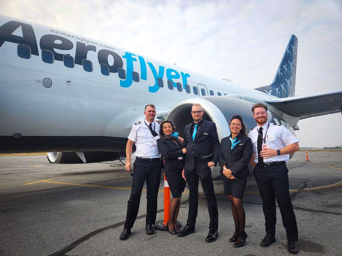 kfaeroflyer's tweet photo. Today's special mission ✈📍 Our flight crew is headed north, repatriating residents of #Yellowknife following this summer's wildfire emergencies 💙

#Aeroflyer #CharterFlight #PassengerCharter #CanadianAviation https://t.co/tPl2Vyx0lG