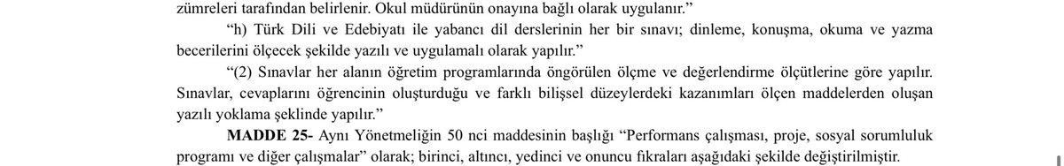 onalaltinsoy's tweet photo. @OnurSogukHoca hocam sen  yapma bari.. hadi gazeteciler bilmiyor, okuduğunu yorumlayamiyor. şu maddeden 'test sinavı yapilamaz' anlami cikmaz. 2 tane kasik soru ya da eşleştirme, 15 çoktan secmeli soru yapilabilir mesela..zümrelerde karar almak yeterli. https://t.co/KFrNA5BslS