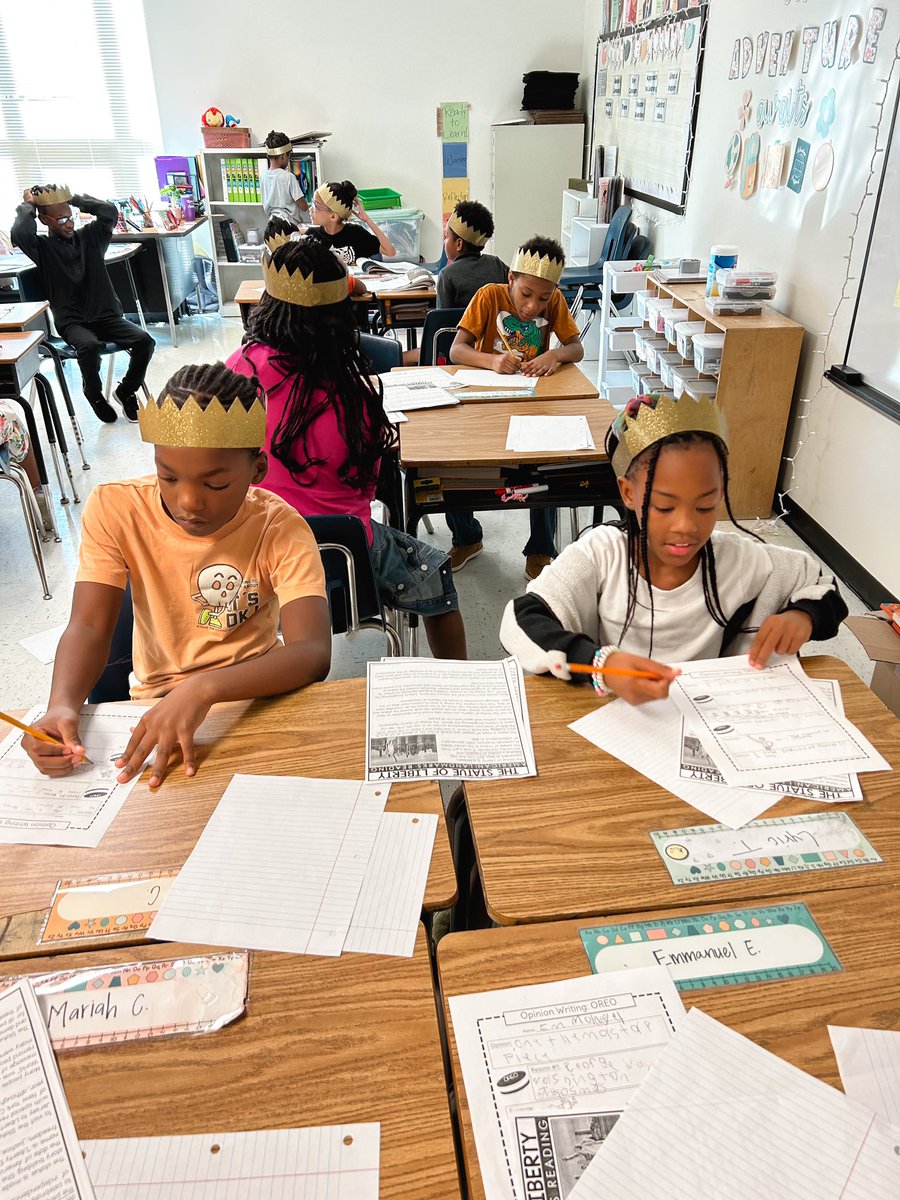 msjaimemcdonald's tweet photo. ICYMI- Ms. McDonald’s class has some writing royalty! My kings &amp; queens learned all about opinion writing and took a stance on which US landmark they’d like to visit the most. I cannot wait to watch them grow into being phenomenal writers!! @StonewallTell @FultonCoSchools https://t.co/VlbFLutf2w