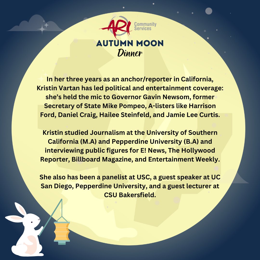 Introducing our Autumn Moon Dinner Masters of Ceremony! This year, we are thrilled to have star casts from Sacramento’s news stations – @Jordan_Segundo with @CBSSacramento & @kristinvartantv with @FOX40. Thank you both so much for making our dinner event extra special!