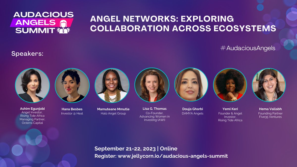 WeForXoco's tweet image. Join us for this exciting session at the #AudaciousAngels Summit 2023, exploring new opportunities for collaboration across ecosystems!

💸 Get your Summit ticket now: jellycorn.io/audacious-ange…

#startups #angelinvestors #africa