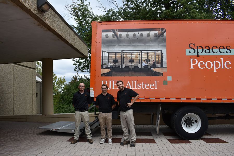 ButlerCEHD's tweet photo. Thankful to RJE Business Interiors & their partners @KimballInter & JSI Furniture for their semester-long donation of seating and meeting space furniture for our @Reggiochildren exhibition, opening next week! These gentlemen delivered the furniture today & were fantastic! #NAREA https://t.co/7KFpeORS6g