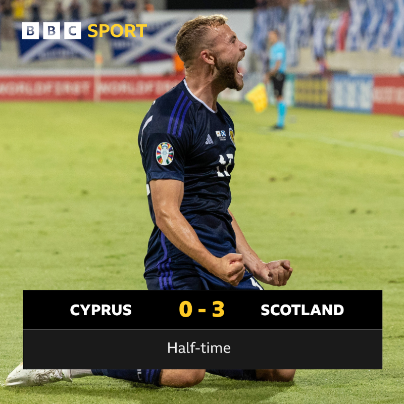 Scotland are absolutely rampant 🤤 Goals from Scott McTominday, Ryan Porteous and John McGinn have them well in control in Cyprus 👊 #BBCFootball