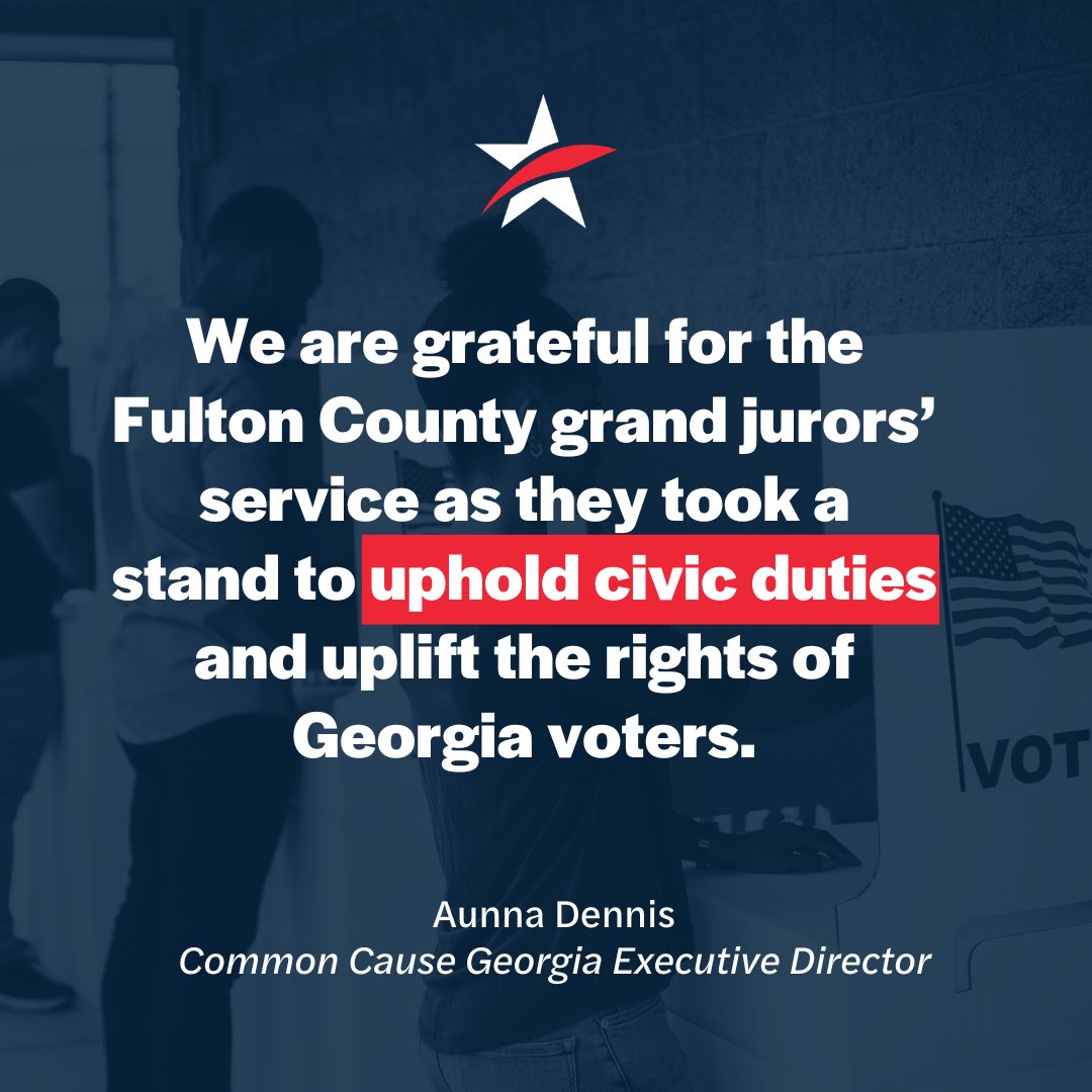 Today's release of the #FultonCounty special grand jury report into the attempt to overturn the 2020 election brought us transparency — and accountability. Our full statement here: commoncause.org/georgia/press-…