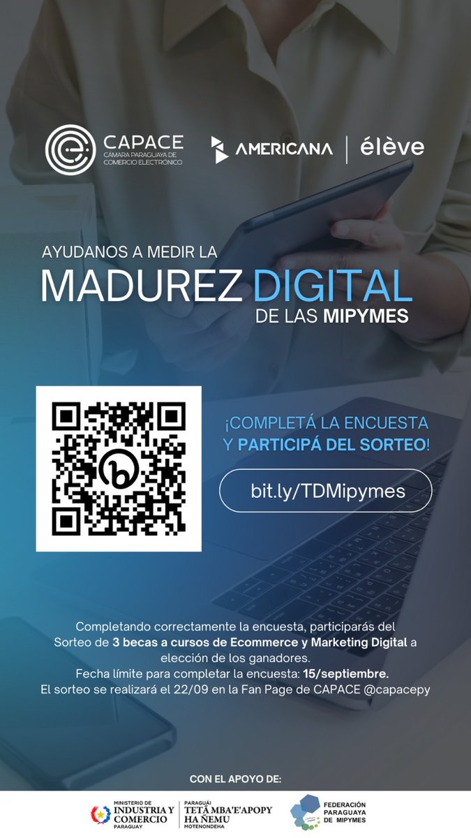 MIC_PY's tweet photo. 📌La @capacepy y la @uamericana, con el apoyo del #MIC, y @fedemipyme, realizan un estudio con el objetivo de medir el nivel de madurez digital de las #Mipymes de 🇵🇾

➕ℹ️▶️ https://t.co/vh0nH1LAXv

#GobiernoDelParaguay https://t.co/mIcwFroBCL