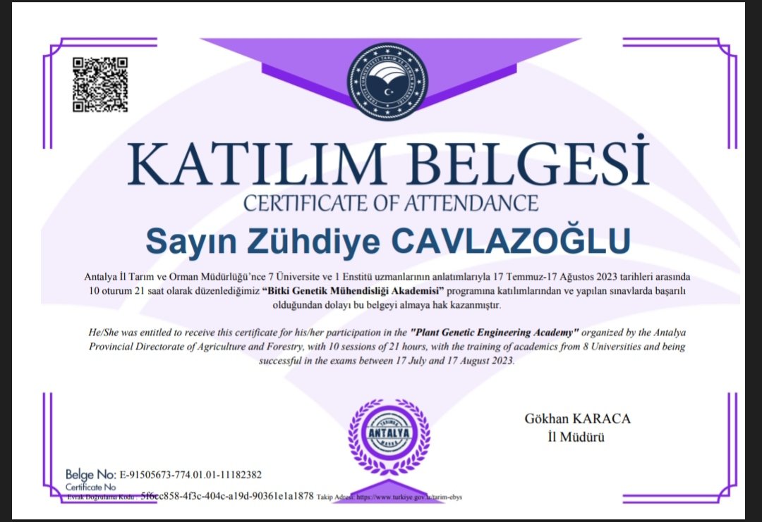 #Belgemgeldi #BitkiGenetikMühendisliğiAkademisi
<a href="/antalyailtarim/">Antalya İl Tarım ve Orman Müdürlüğü</a> <a href="/gokhankaraca_/">Gökhan Karaca</a> <a href="/Chaladcl/">Chala.dcl</a> <a href="/ELFAKKAYA6/">KAMU MÜHENDİSİ ELİF AKKAYA</a> <a href="/ibrahim_irmak/">İbrahim Irmak</a> 
İkinci eğitim programınıda başarıyla bitirmenin gururuyla emeği geçen herkese teşekkürler 🤗