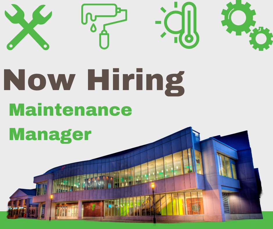 We're hiring! We are seeking an experienced Maintenance Manager, and application deadline is Sept 18. Details on our website: frederictonconventions.ca/assets/assets/… 
 #NBJobs <a href="/Fton_Chamber/">Fredericton Chamber</a>  , <a href="/MyIgniteNB/">Ignite</a>