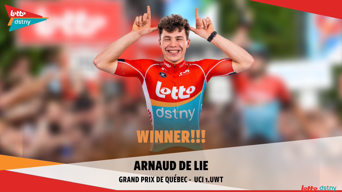 lottocycling_'s tweet photo. 🇨🇦 #GPCQM

Just wow!!! 

@Arnaud_De_Lie takes his first WorldTour victory, winning GP Québec with a huge sprint! 🤩 https://t.co/Xf4z9n2sYs
