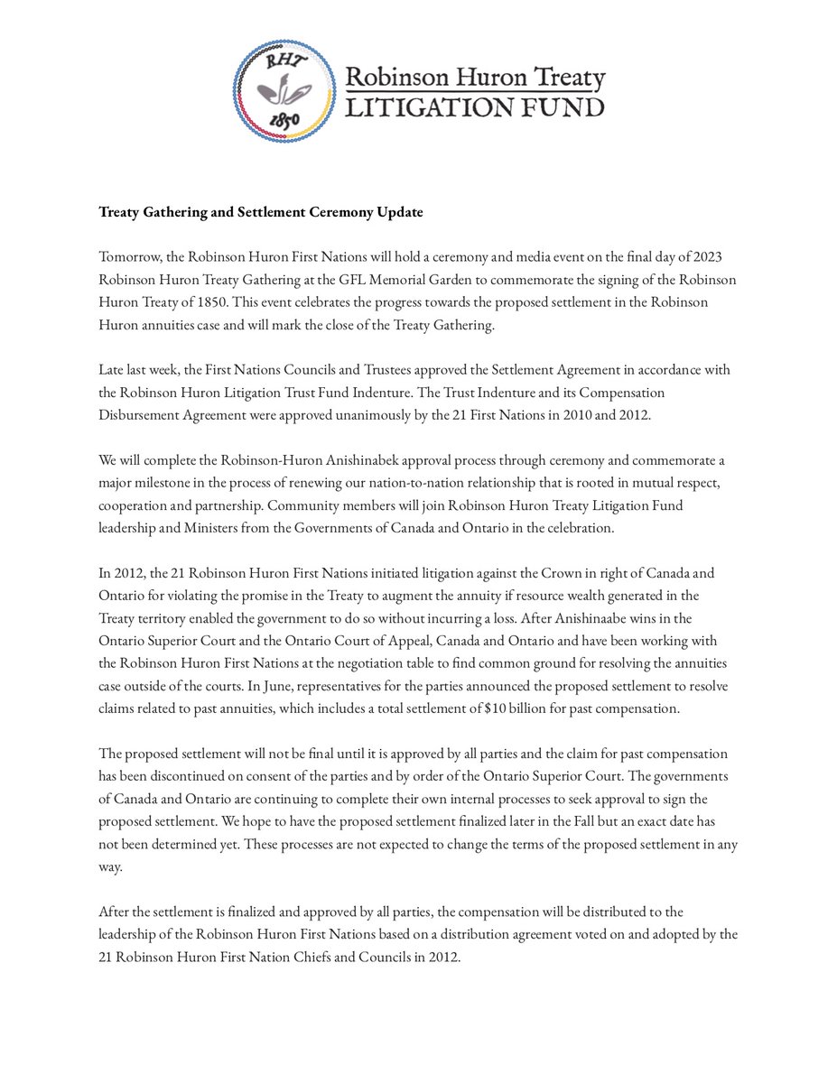 Robinson Huron Treaty 1850 - Annuities Case tweet media