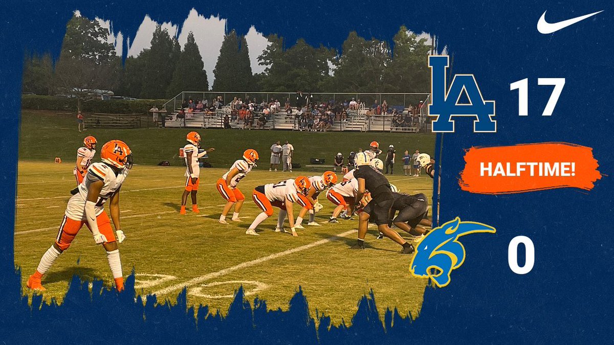 LALionAthletics's tweet photo. 🏈Lions up at Halftime! 
TD - Pick 6 by JR Thompson
TD - Rush by Palmer White
36 Yard FG by Frisco Johnson 
🦁#GoLions https://t.co/VyF2qzpKRJ