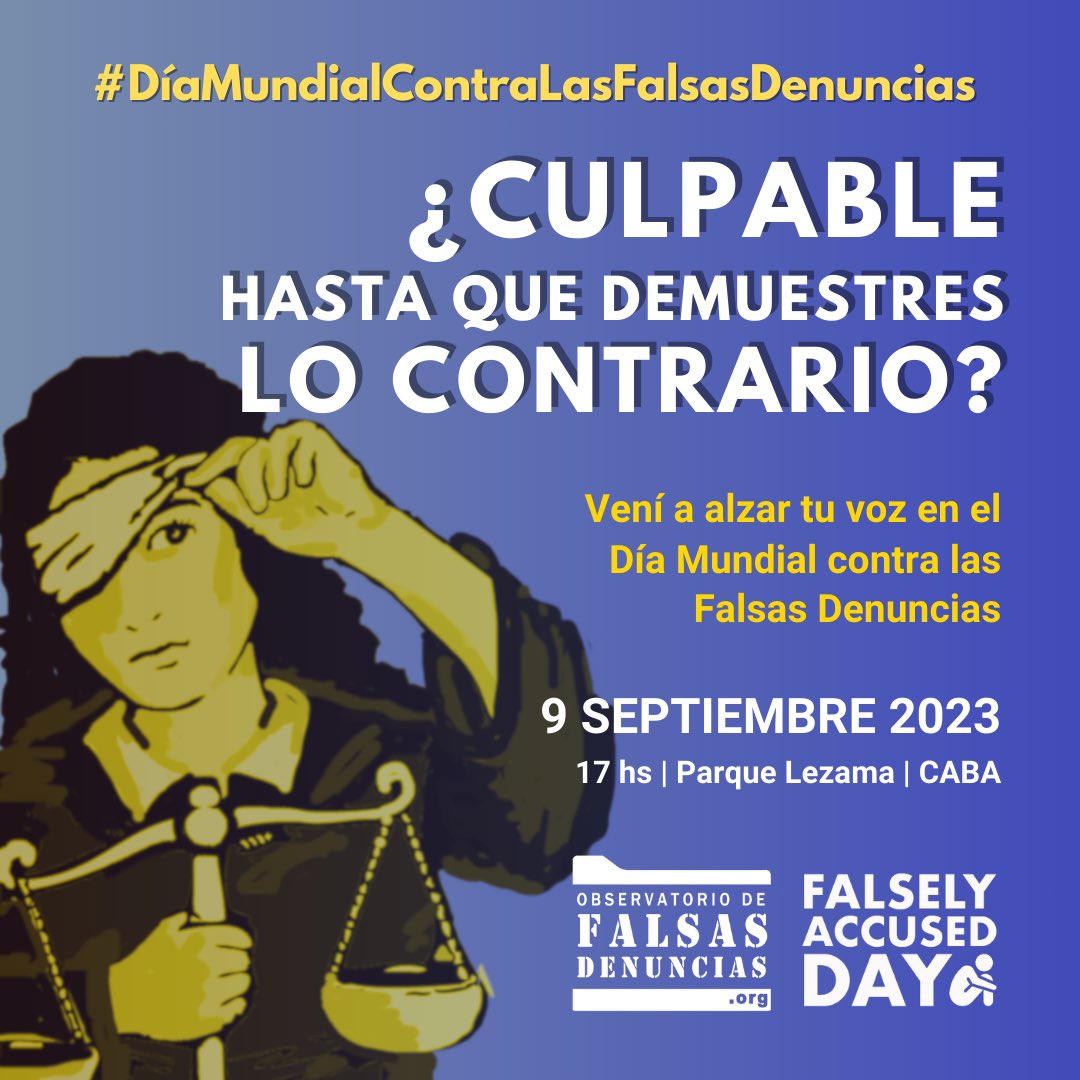 ⚖️ Las #FalsasDenuncias no sólo afectan a individuos sino que corroen la confianza en nuestras instituciones. Este sábado salgamos a exigir un cambio! 🏛️

#DíaMundialContraLasFalsasDenuncias #FalselyAccusedDay