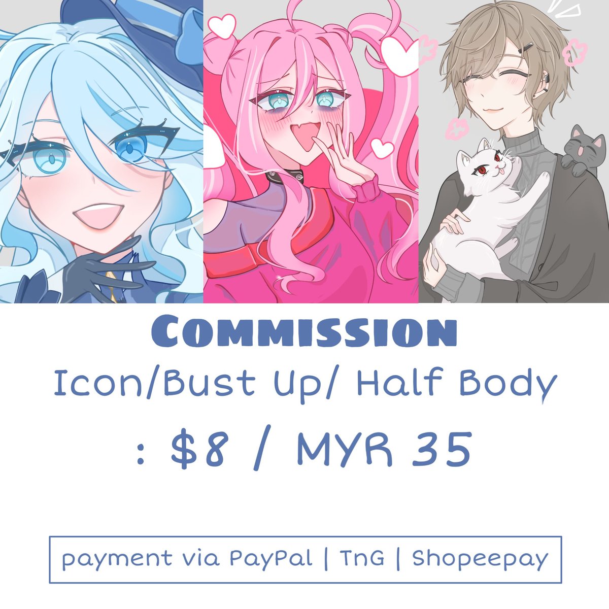 rairaiev's tweet photo. MY COMMISSION SHEET!!!

★ Payment; PayPal, TnG, ShoPeepay 
★ Dm me for comms! https://t.co/YWMNZkPc7A