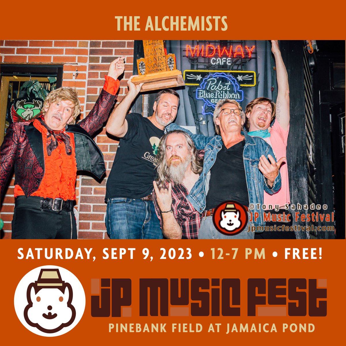 Festival starts at noon w The Alchemists...and you're not going to want to miss them! Winners of JP Bar Wars they perform only covers of the day with Jam’s In the City, MC5’s Kick Out the Jams, AC/DC’s If You Want Blood, and Buzzcocks Why Can’t I Touch It? #jamaicaplain