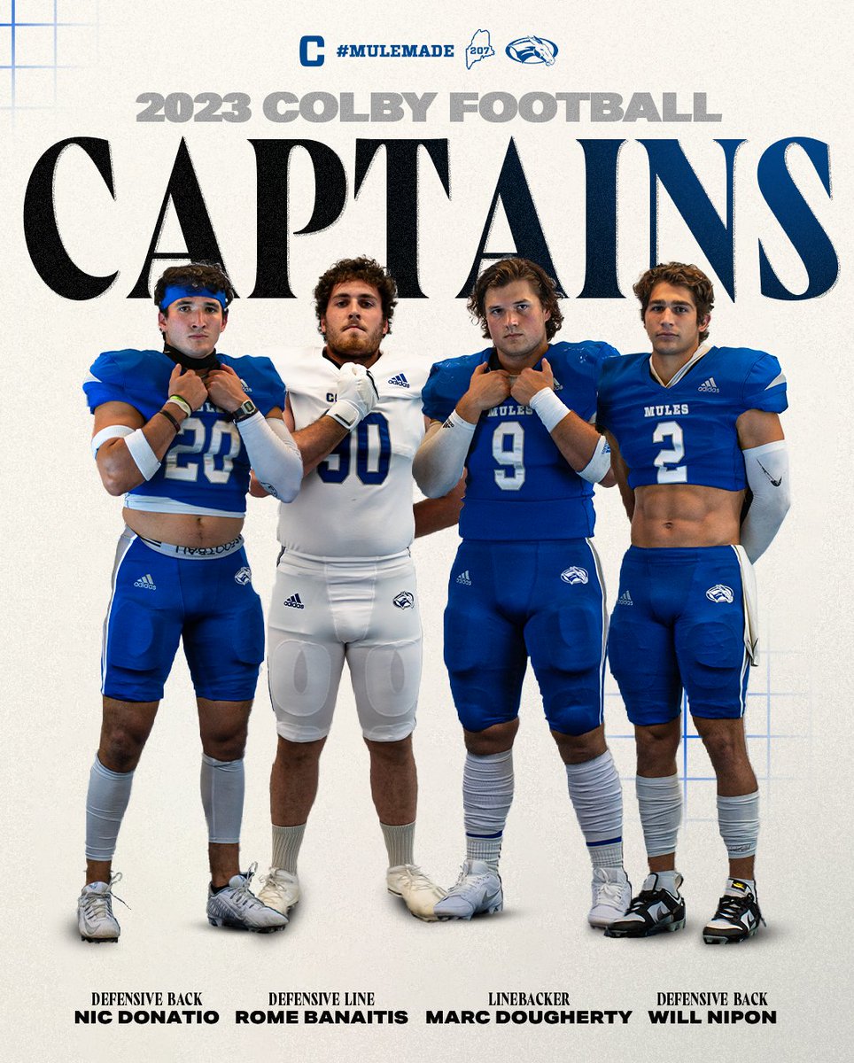 Colby_Football's tweet photo. Introducing our 2023 Colby Football Captains, voted on by their teammates.

#MULEMADE https://t.co/Vw82T0VR7v